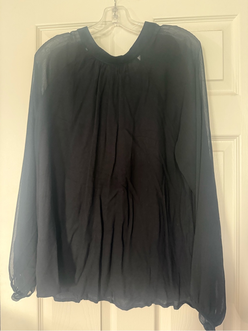 Maurices Black Sheer Long-Sleeve Blouse
